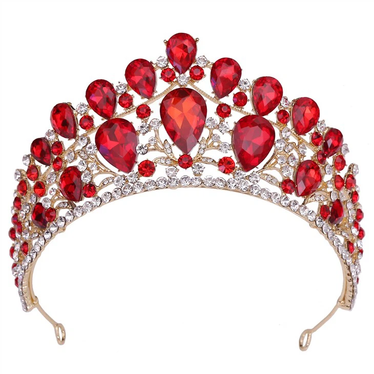 Novo design verde cristal coroa tiara estoque tiara e coroas azuis para atacado