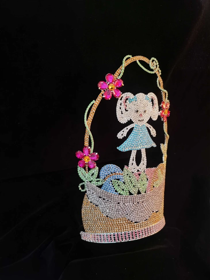 Custom Beauty Custom Rhinestone Pageant Crowns Crystal Adjust Contour Band Miss Tiara suppliers