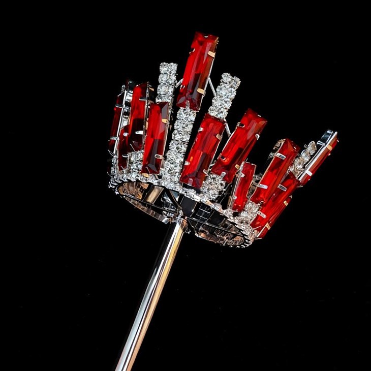 Cetro de concurso vermelho redondo completo para rainha